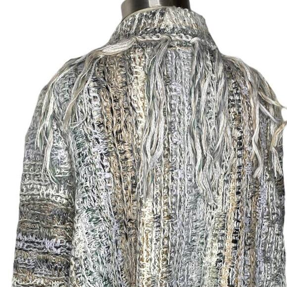 Free People Knit Fringe Chunky Cardigan Sweater Size Small Open Front Cardigan - Picture 9 of 11